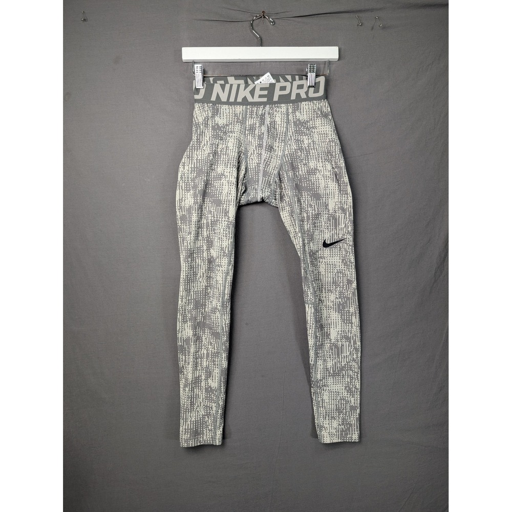 Nike Pro Mens Compression Tights Grey White Digital Camo 703088-065 Size M